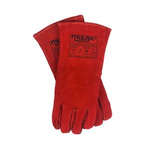 Mulax Lashandschoen rood splitleder gevoerd, kevlar gestikt