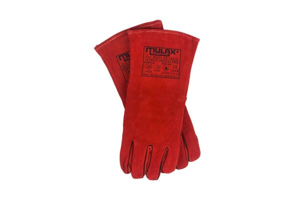 Mulax Lashandschoen rood splitleder gevoerd, kevlar gestikt